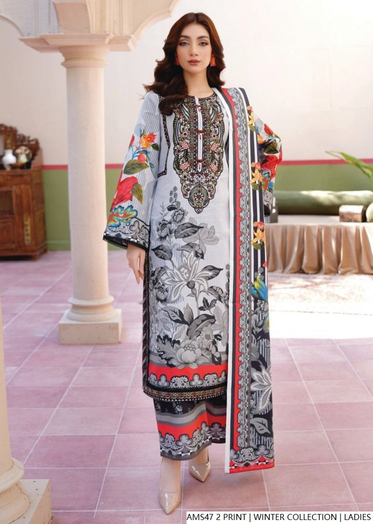 Pakistani women's lawn A-Line printed casual outfit back view