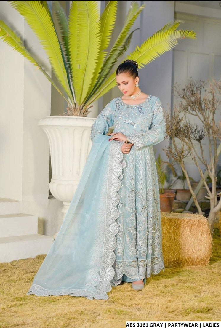 ABS 3161 Pakistani women's organza formal frock full view