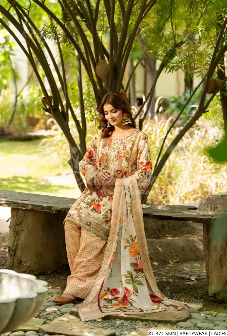 Pakistani women's skin silk long kaftan full view