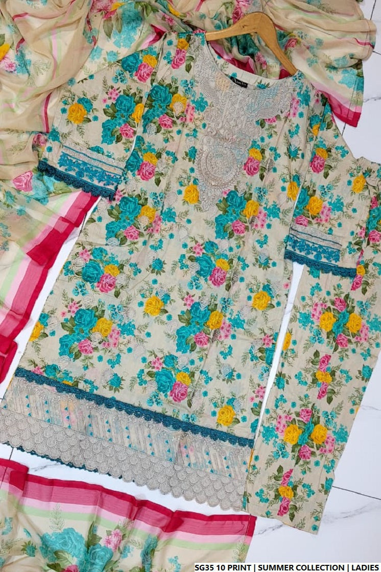Pakistani women's lawn A-Line printed casual shirt side view