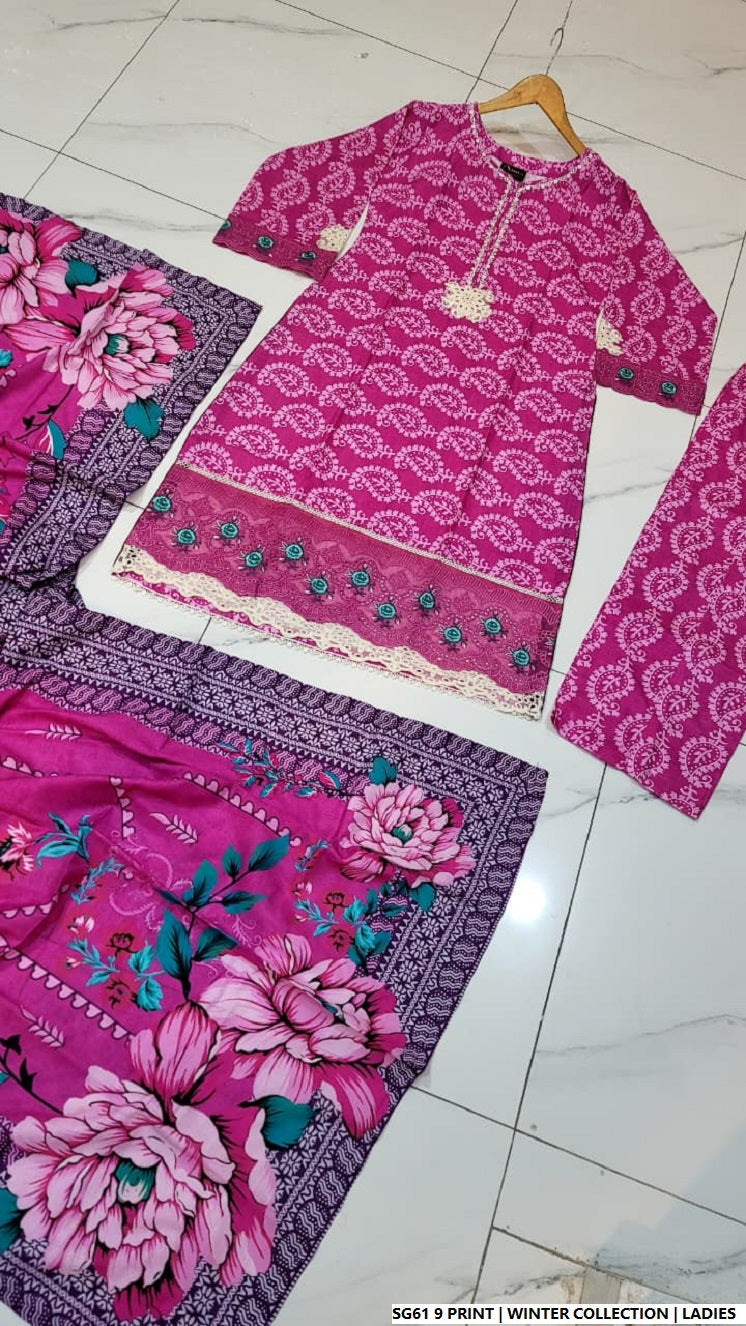 Pakistani women's lawn A-Line printed casual outfit back view