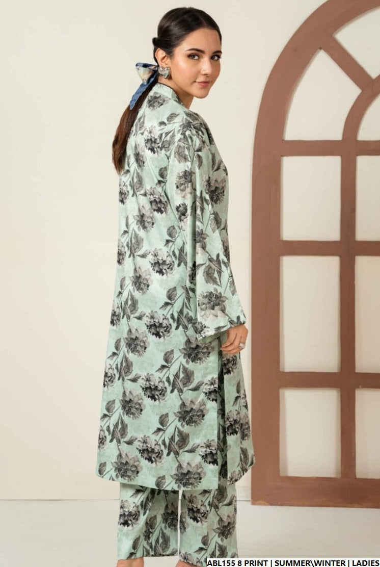 Pakistani women's lawn 2-piece printed casual suit back view