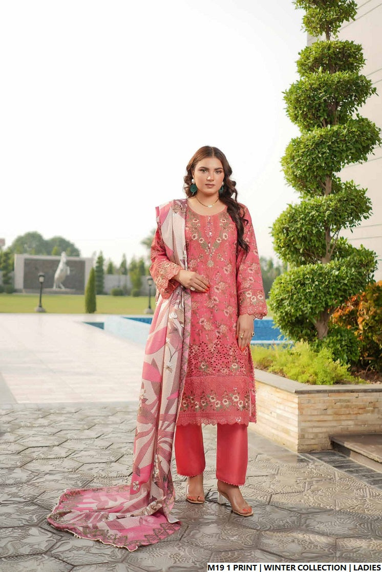 Lawn A-Line printed shirt - Pakistani women's casual summer outfit with cotton trouser and lawn dupatta front view