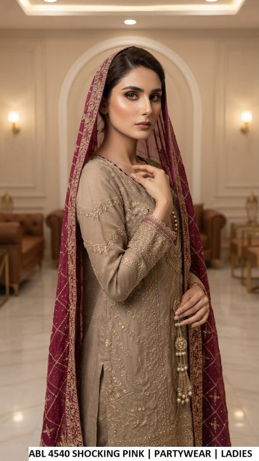 ABL 4540 SHOCKING PINK | DOUBLE DUPATTA