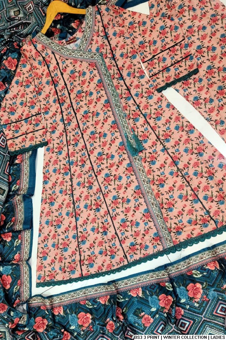 Pakistani women's lawn A-Line printed casual outfit full view