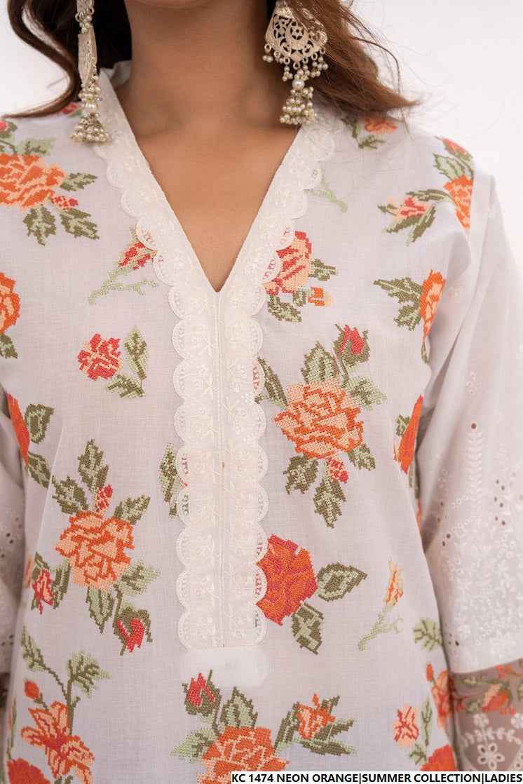 KC 1474 NEON ORANGE FARSHI SHALWAR