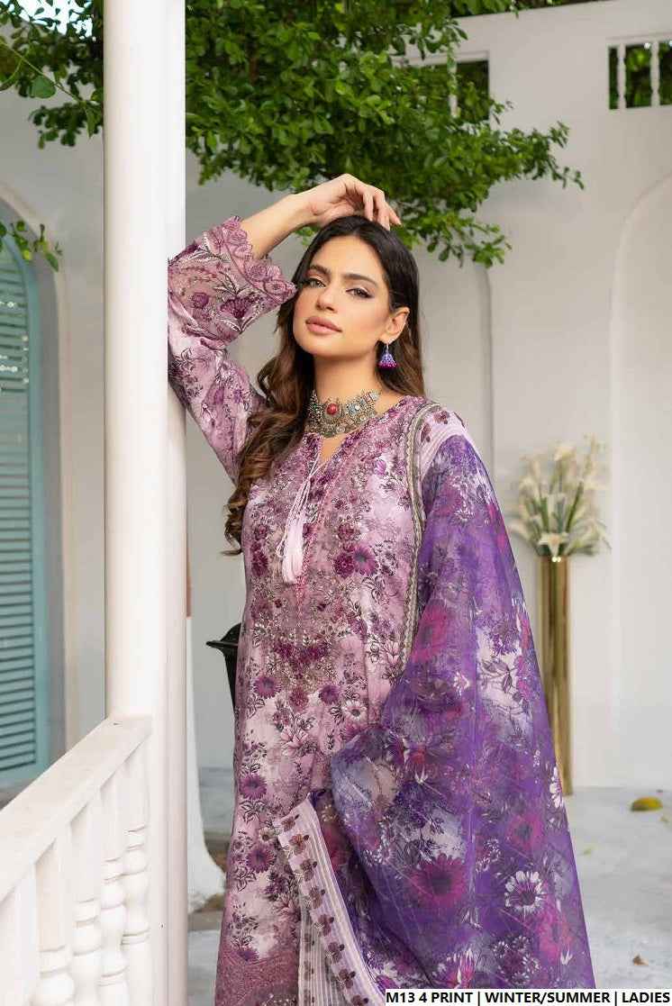 Pakistani women's lawn A-Line printed casual shirt side view