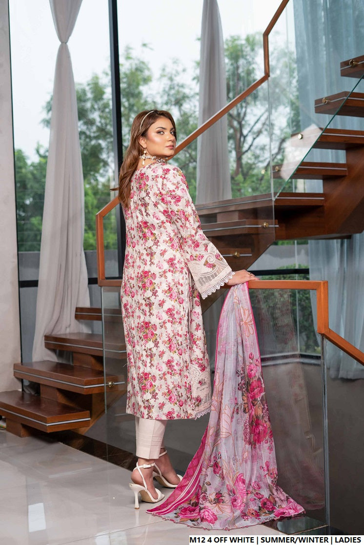 Pakistani women's lawn A-Line printed casual outfit back view