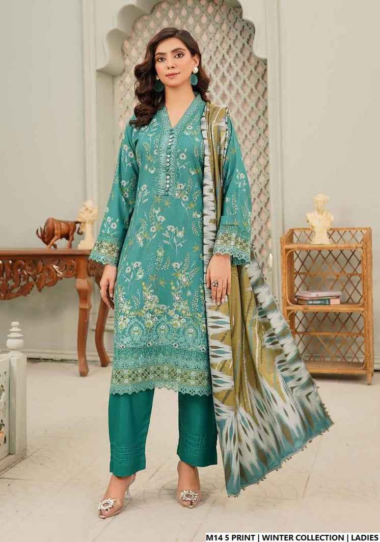 Lawn A-Line printed shirt - Pakistani women's casual summer outfit with cotton trouser and lawn dupatta front view