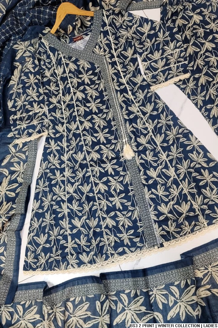 Pakistani women's lawn A-Line printed casual outfit back view