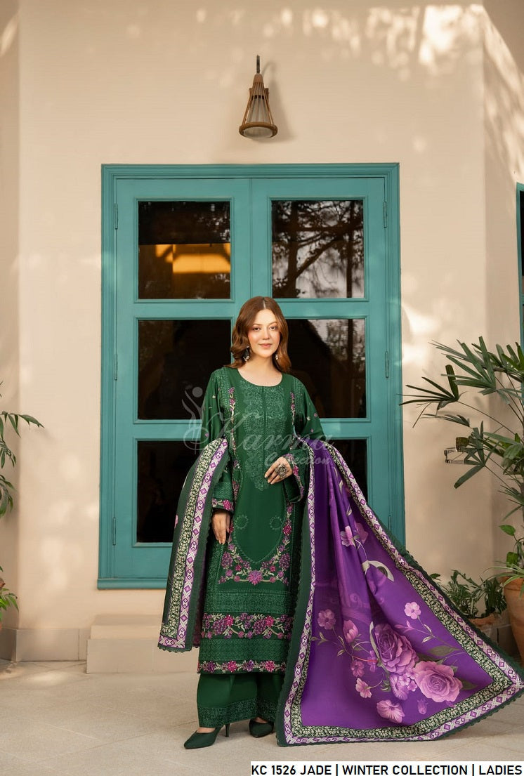 Silk short shirt jade green - Pakistani women's traditional formal outfit with silk fabric front view