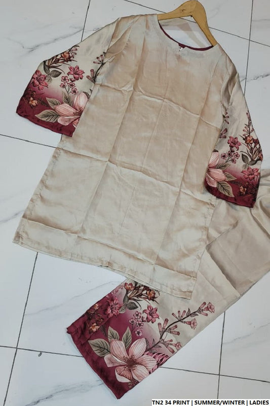 Pakistani women's lawn 2-piece printed casual suit side view