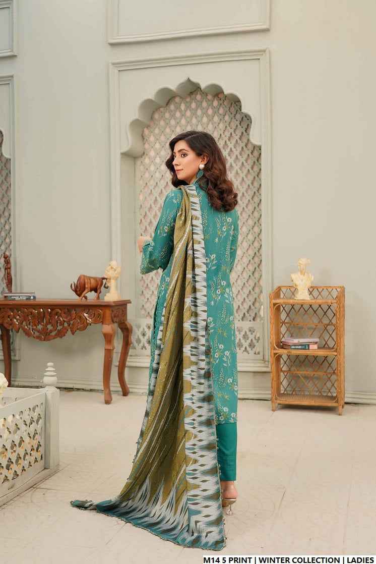 Pakistani women's lawn A-Line printed casual outfit back view