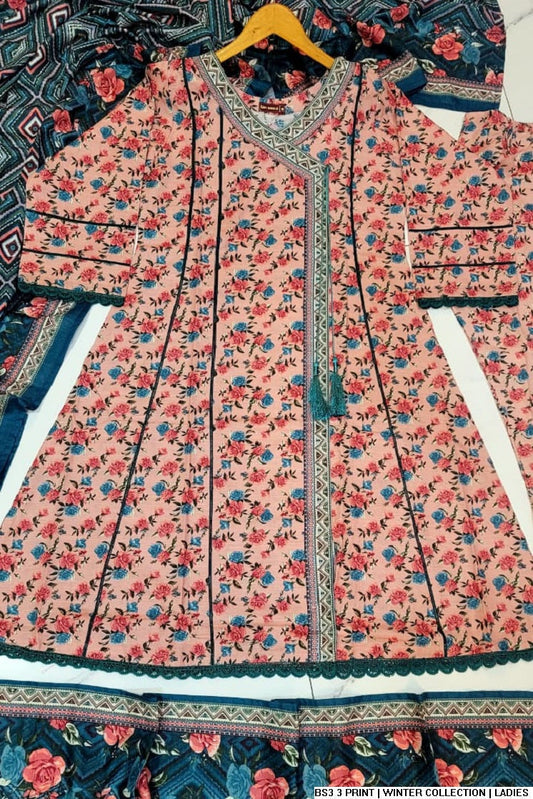 Pakistani women's lawn A-Line printed casual shirt side view