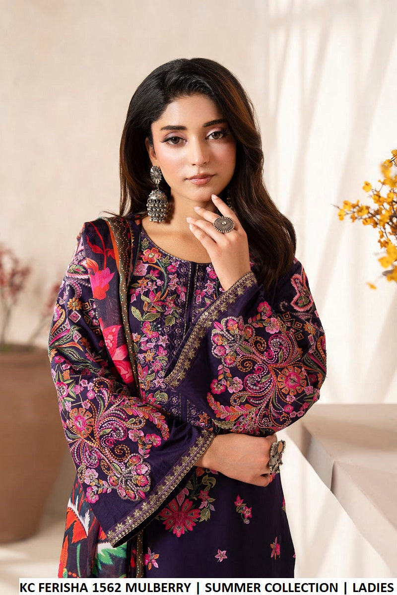 Purple cotton Pakistani women's straight shirt with plazo side view