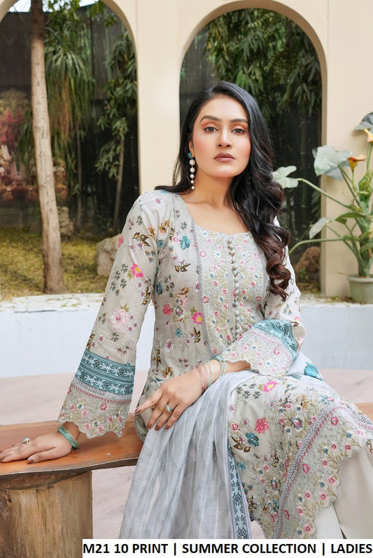 Pakistani women's lawn A-Line printed shirt plazo side view
