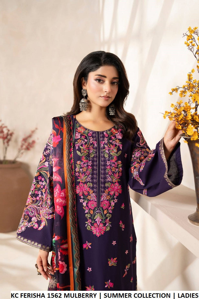 Pakistani women's purple cotton straight shirt plazo back view