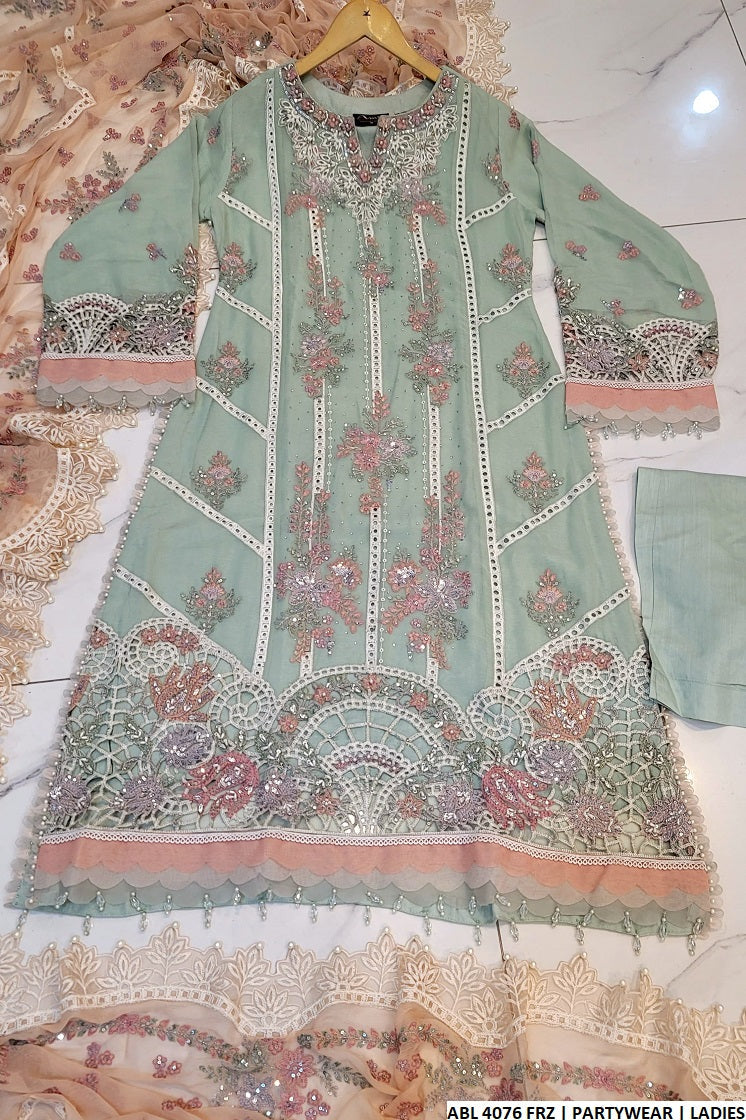 ABL 4076 - Elegant A-line Chiffon 3-Piece Women's Pakistani Suit