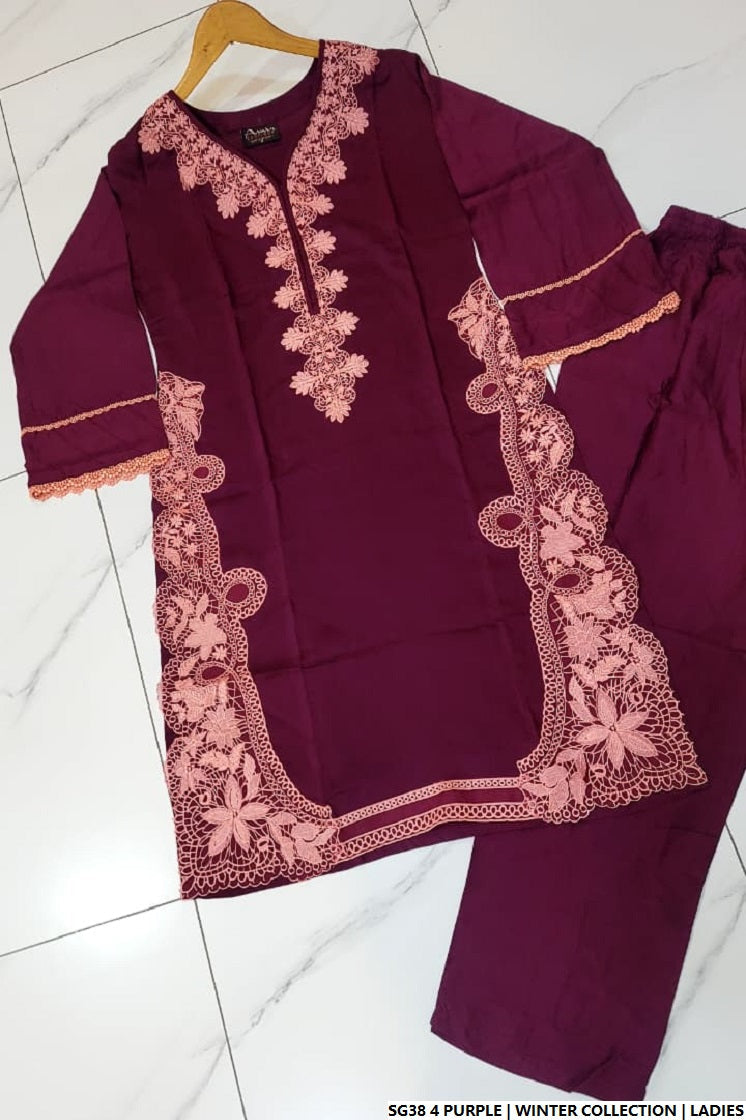 Purple lawn Pakistani women's A-Line casual shirt side view