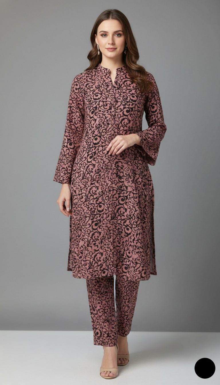 Lawn 2-piece printed - Pakistani women's casual summer outfit with cotton trouser and lawn dupatta front view