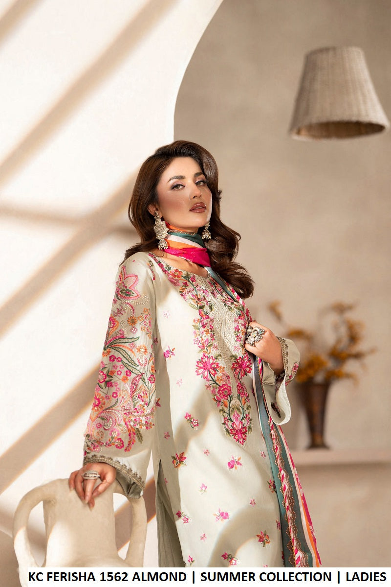 Almond cotton Pakistani women's straight shirt with plazo side view