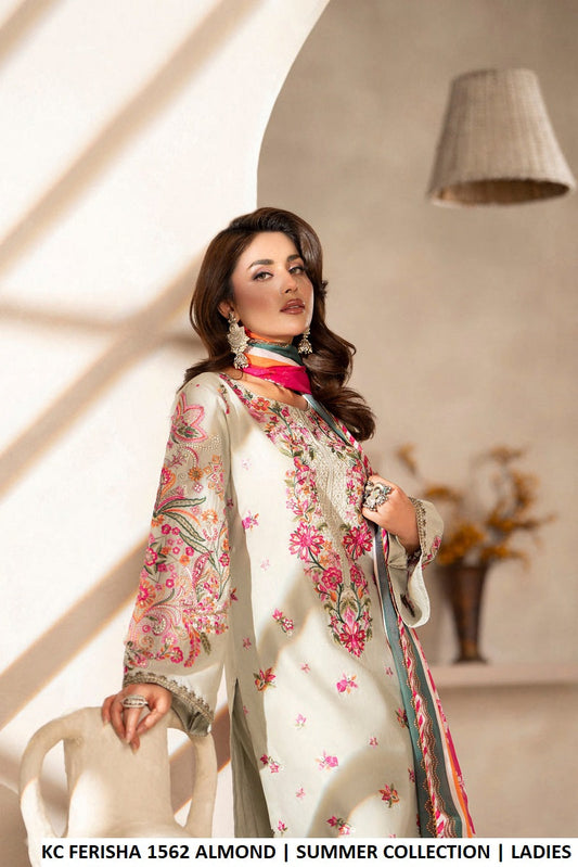 Almond cotton Pakistani women's straight shirt with plazo side view