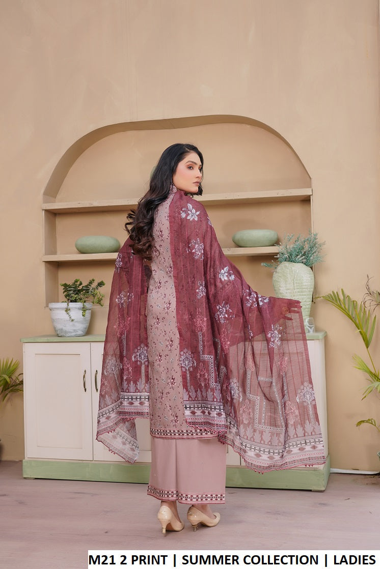Pakistani women's lawn A-Line printed shirt plazo side view