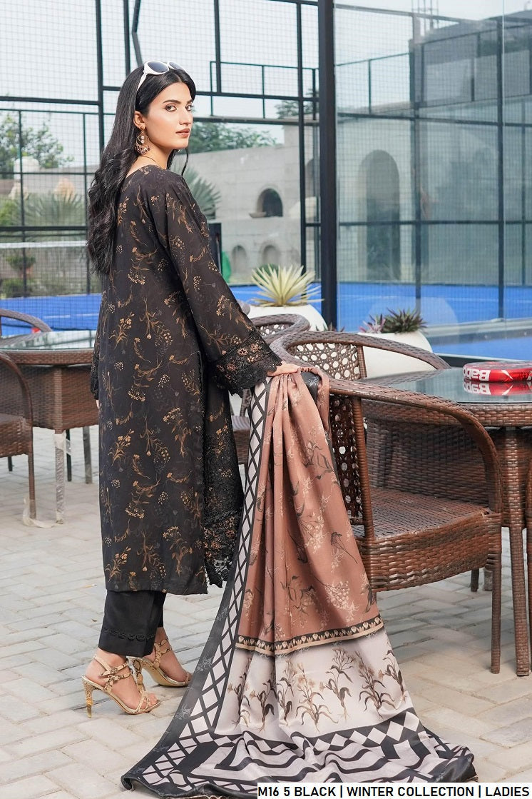 Pakistani women's black lawn A-Line casual outfit back view