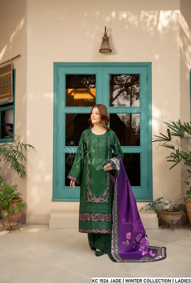 Pakistani women's jade green silk short shirt back view
