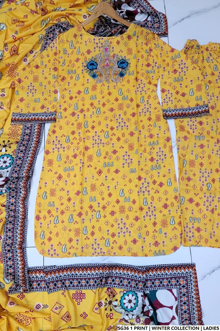 Pakistani women's lawn A-Line printed casual outfit full view
