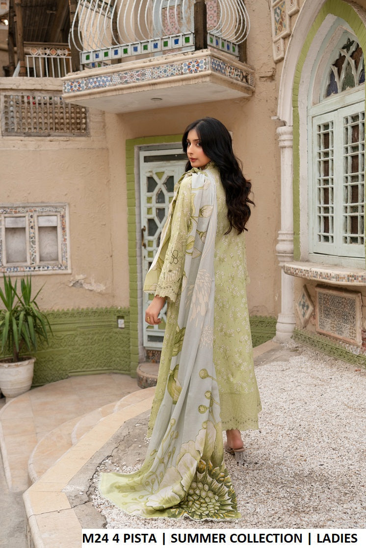 M24 4 PRINT - Elegant Printed Lawn Long Frock with Cotton Trouser for Women