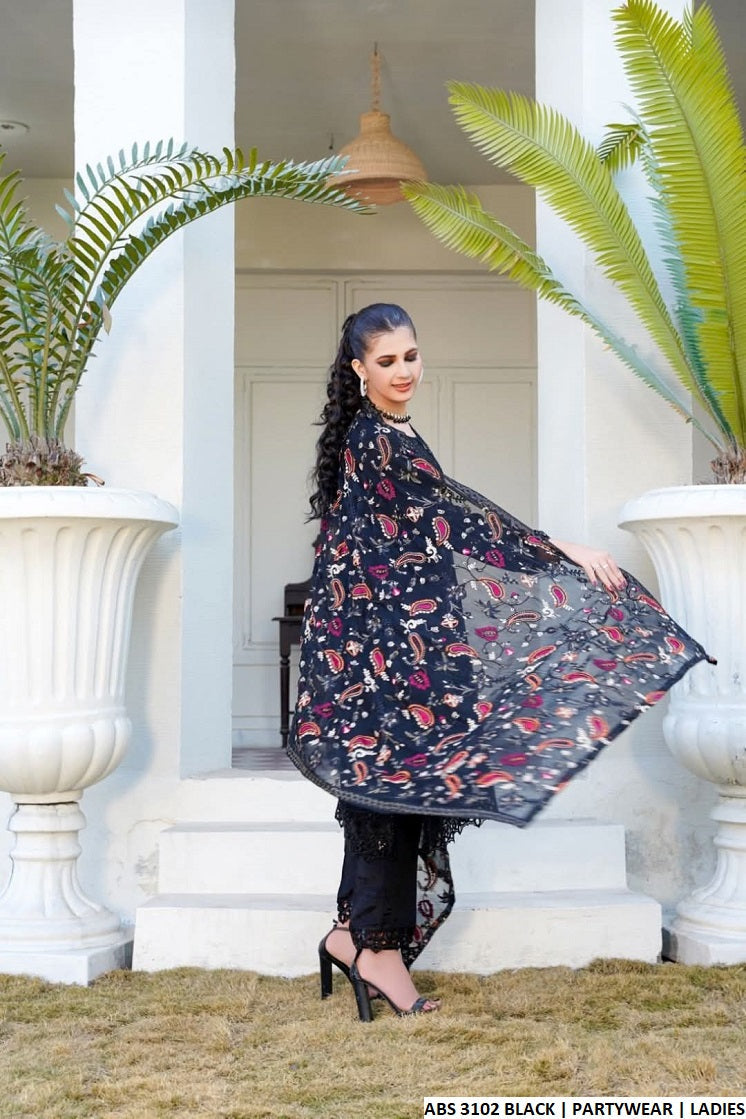 ABS 3102 Pakistani women's chiffon straight shirt detail view