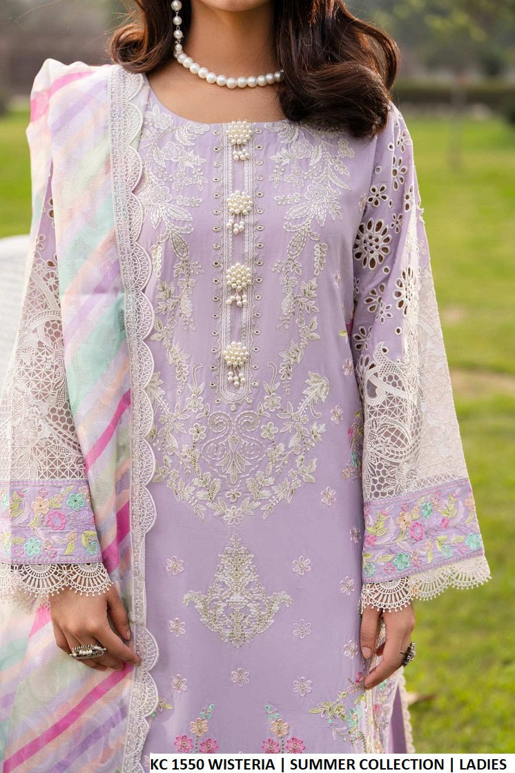 Pakistani women's wisteria purple cotton straight shirt plazo back view