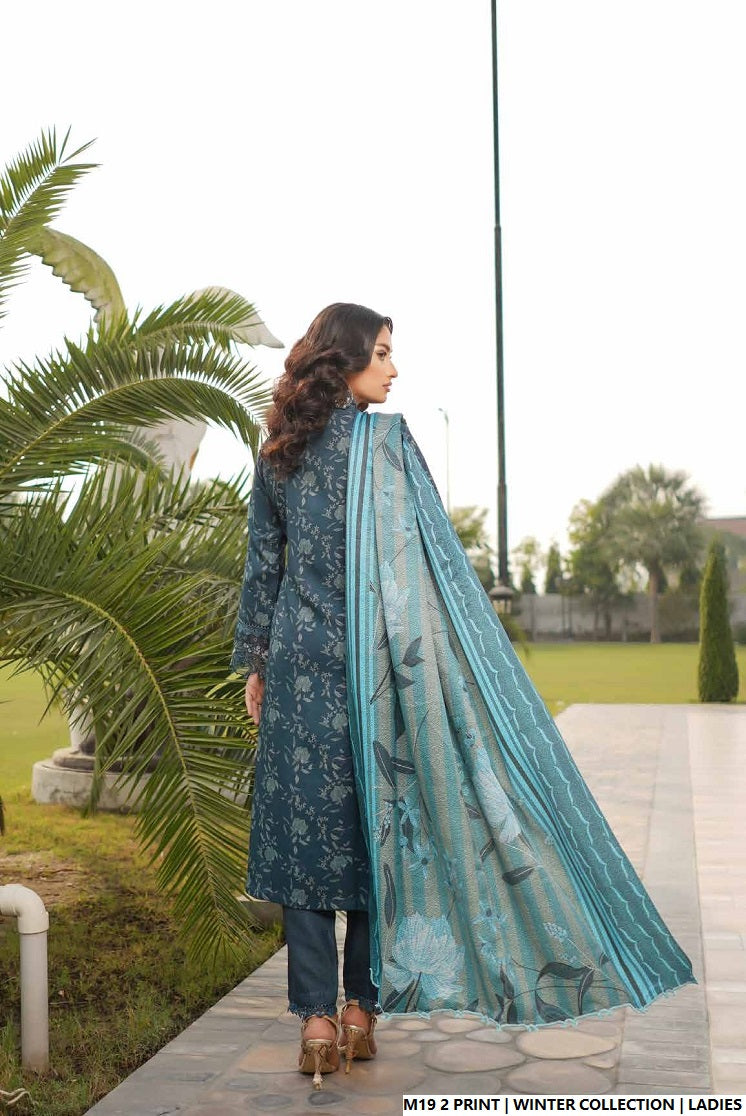 Pakistani women's lawn A-Line printed casual outfit back view