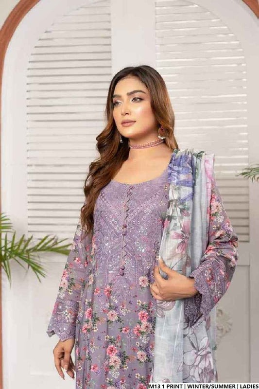 Pakistani women's lawn A-Line printed casual shirt side view