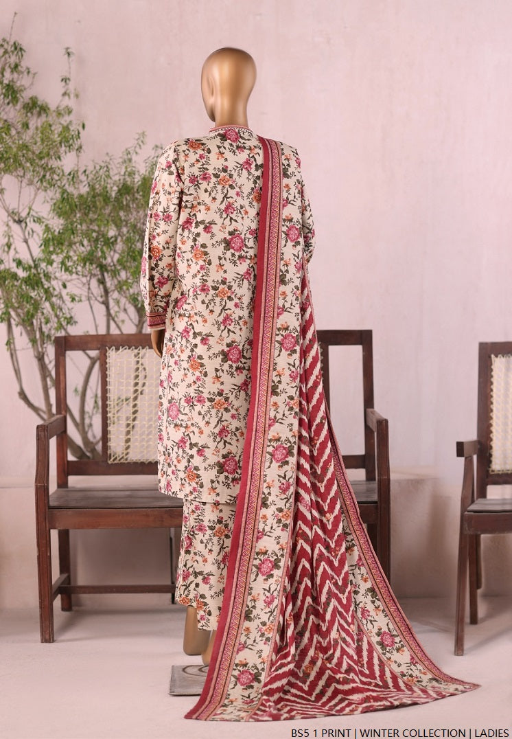 Pakistani women's lawn A-Line printed casual outfit back view