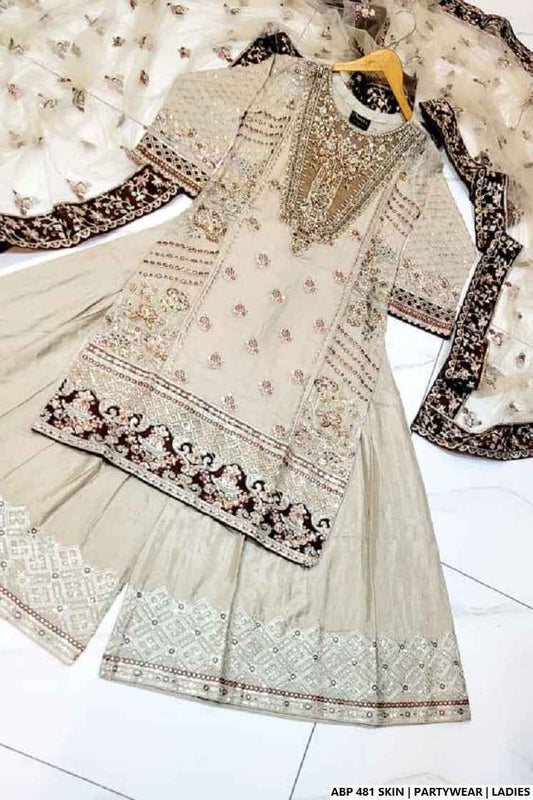 Skin silk Pakistani women's short shirt side view