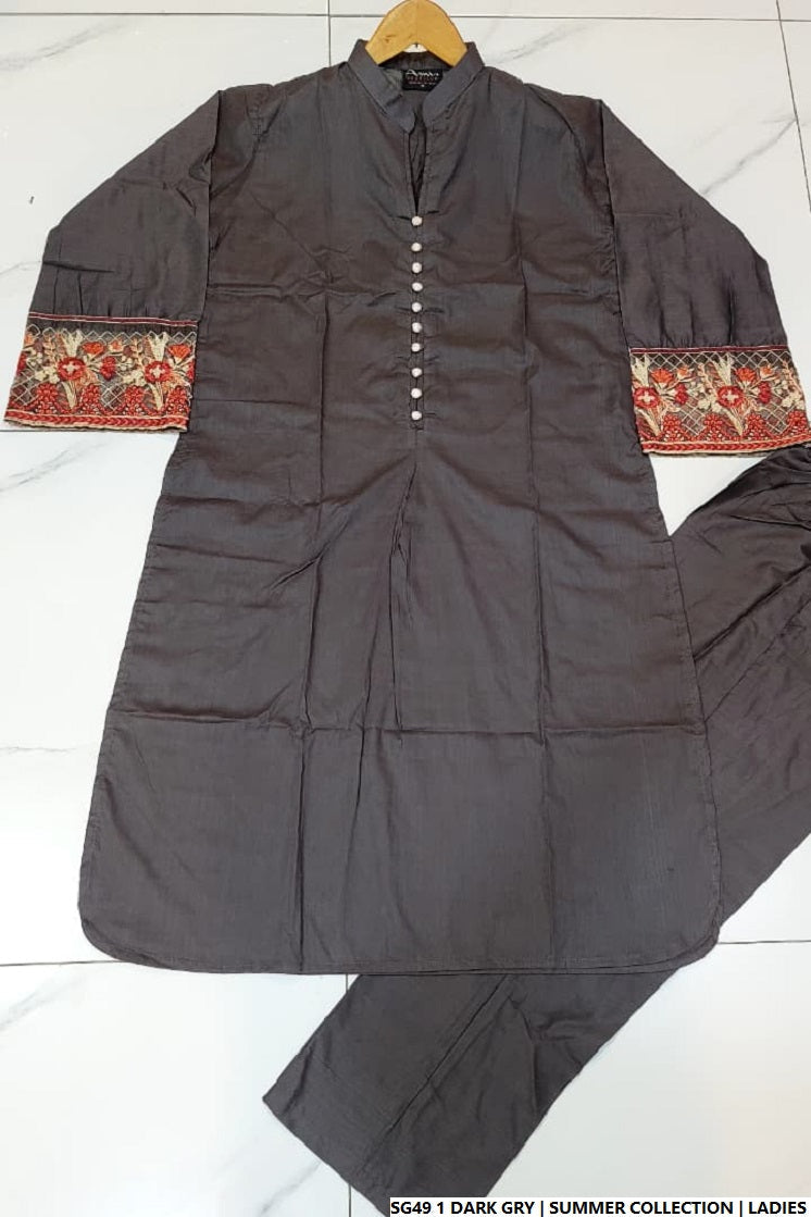 Dark grey lawn Pakistani women's A-Line casual shirt side view