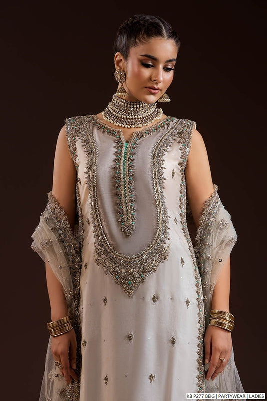 Pakistani women's velvet embroidered long suit side view