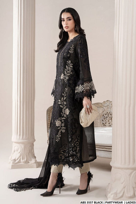 Black organza Pakistani women's straight shirt side view