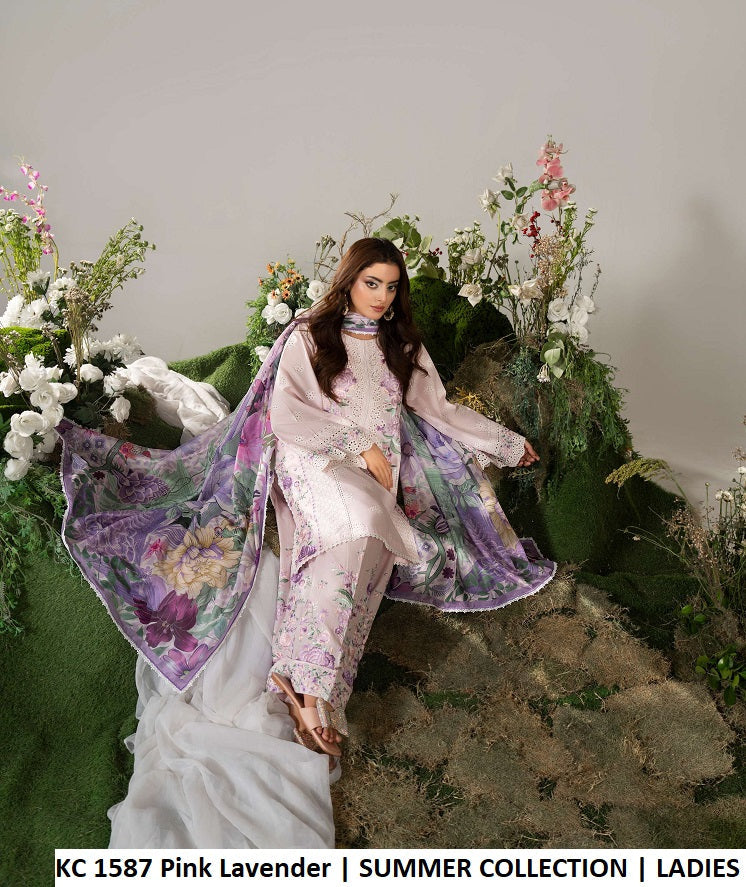 KC Ayra 1587 Pink Lavender - Pink Lavender Embroidered 3-Piece Ready to Wear Women's Pakistani Suit
