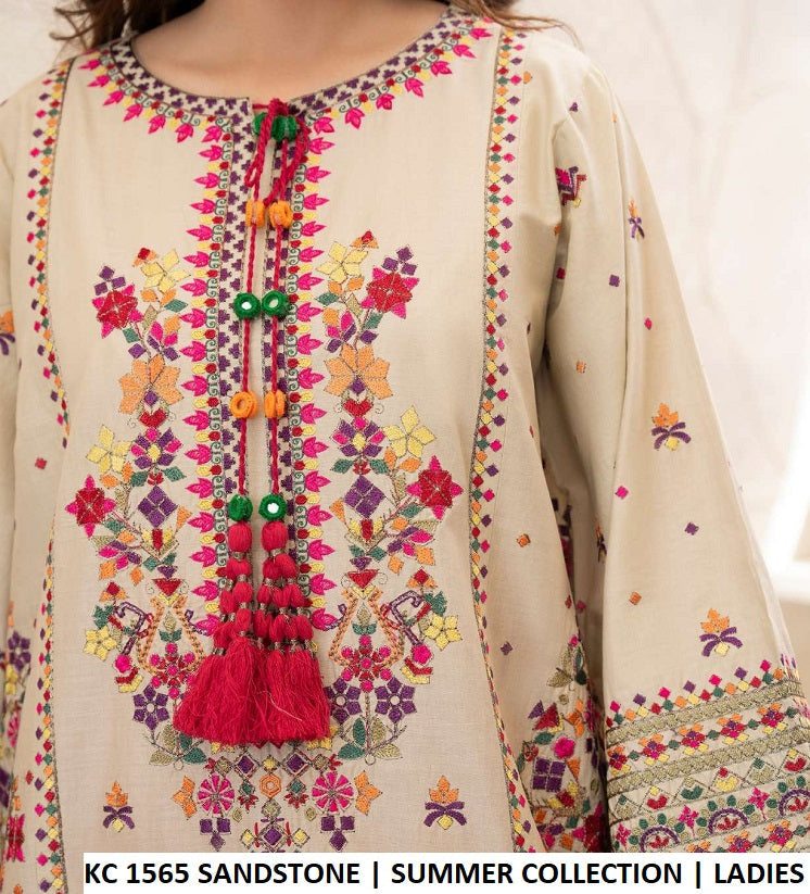 KC TABEER 1565 - Sandstone Cotton 3-Piece Suit