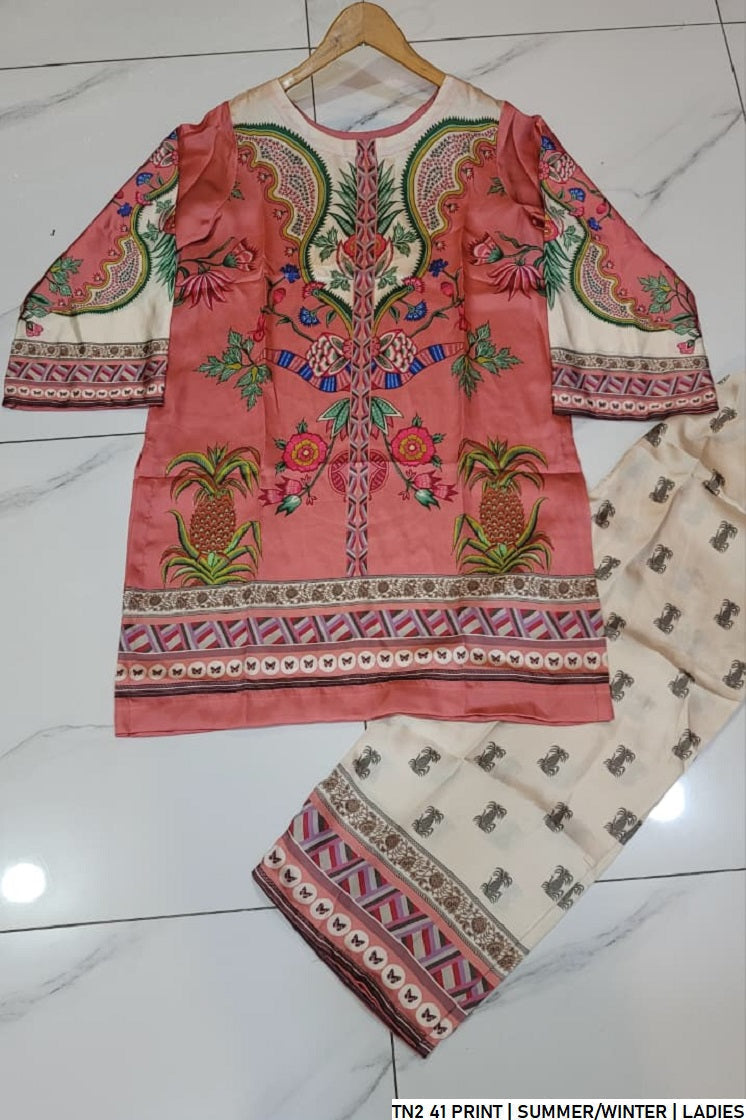 Pakistani women's lawn 2-piece printed casual suit detail view