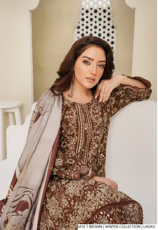 Brown lawn Pakistani women's A-Line casual shirt side view