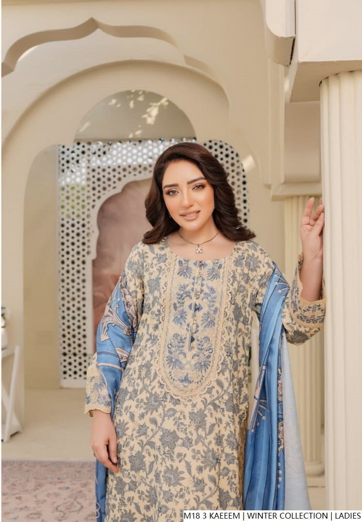 Cream lawn Pakistani women's A-Line casual shirt side view