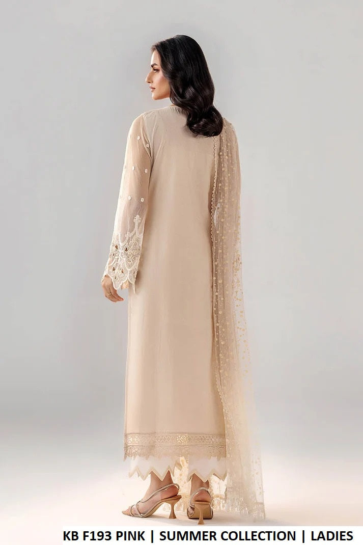 Pakistani women's light pink cotton casual straight shirt back view