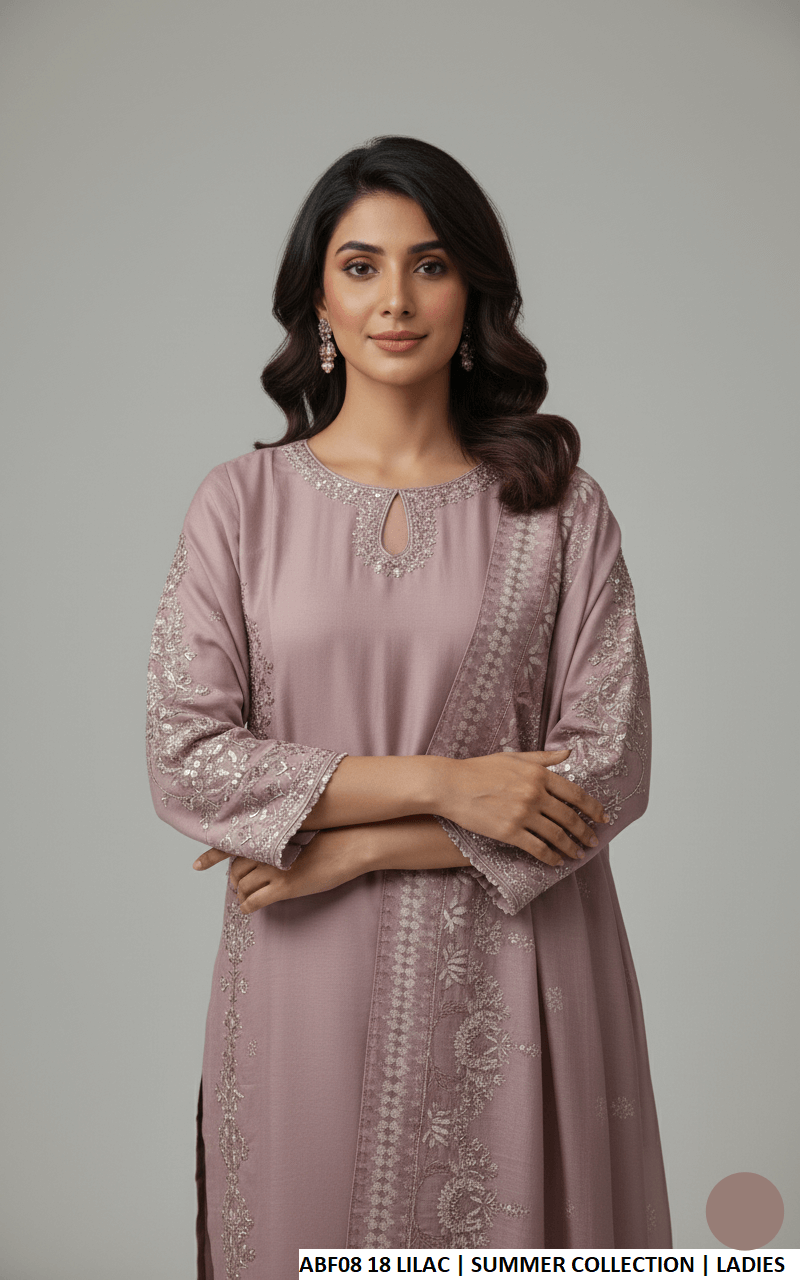 Lilac cotton Pakistani women's casual straight shirt side view