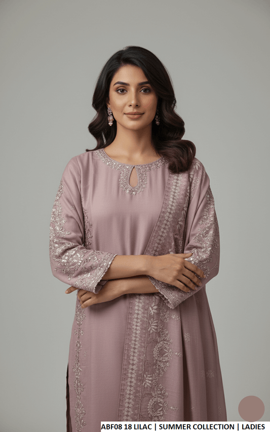 Lilac cotton Pakistani women's casual straight shirt side view