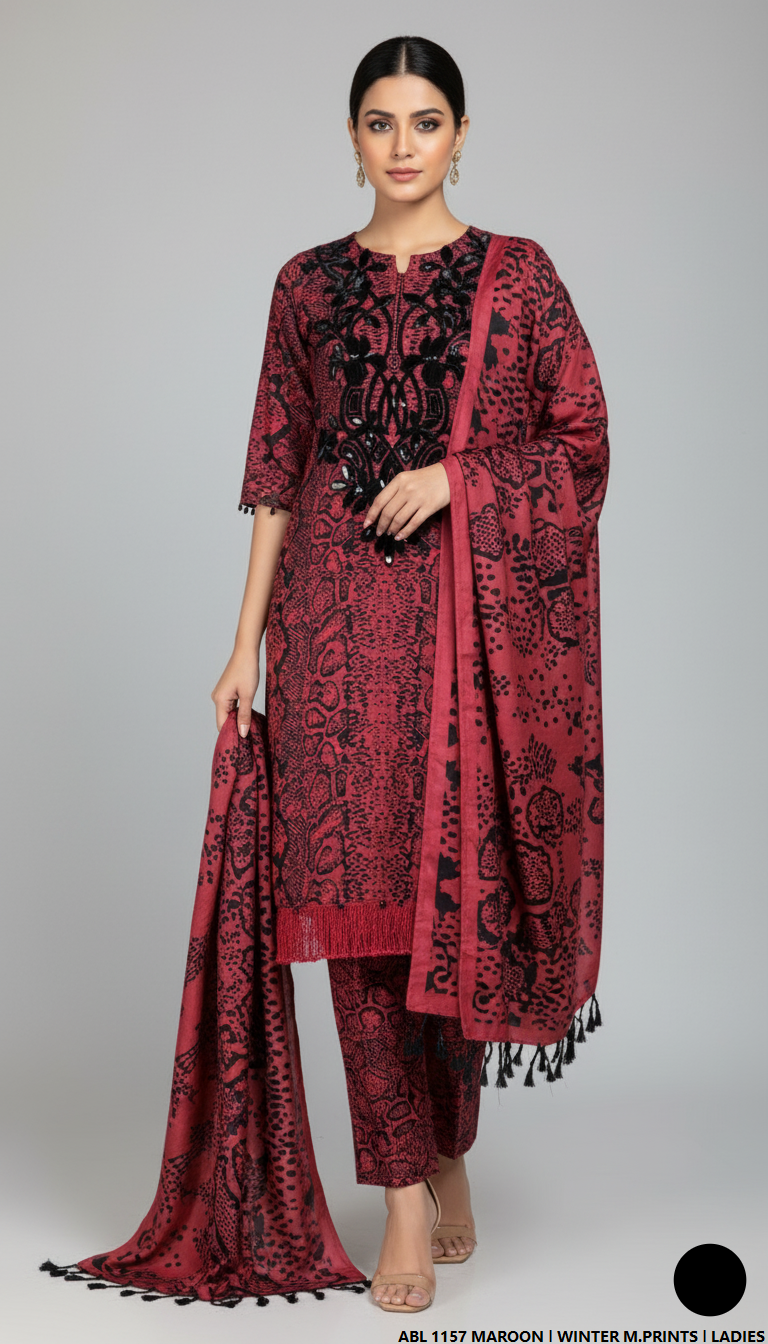 Pakistani women's printed lawn straight casual shirt side view