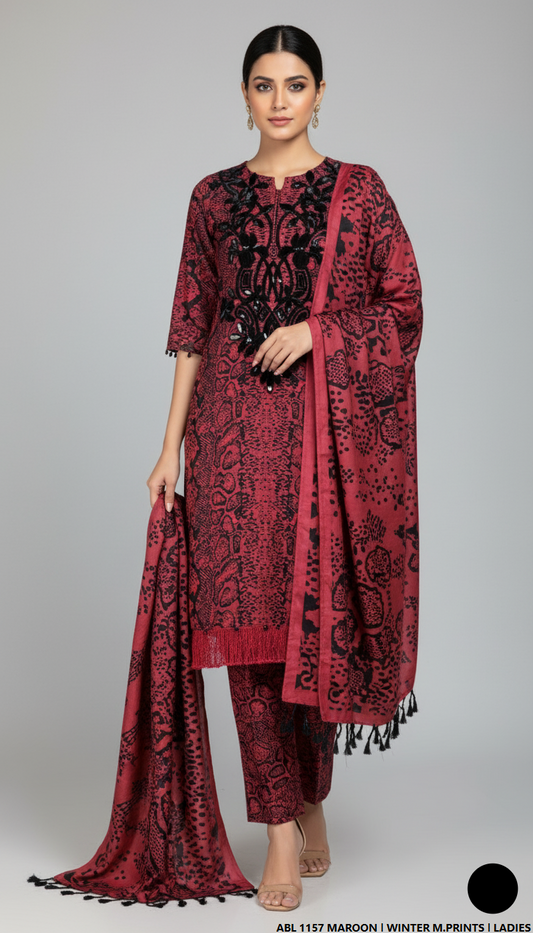 Pakistani women's printed lawn straight casual shirt side view